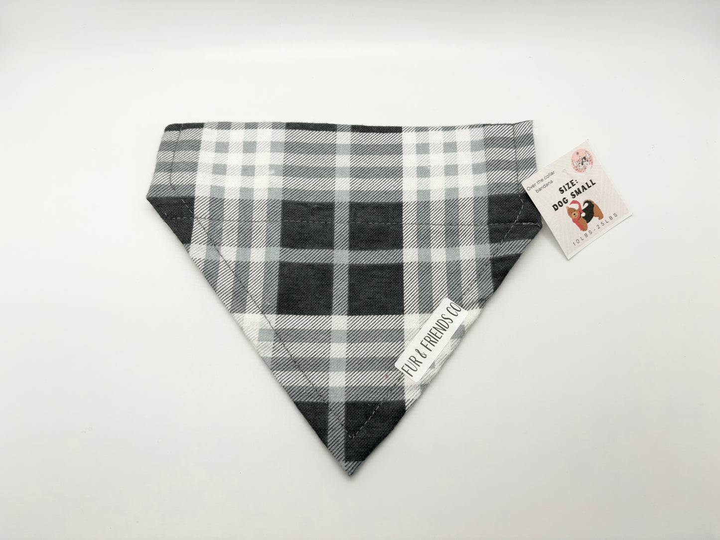 Small Black & White Plaid Bandana