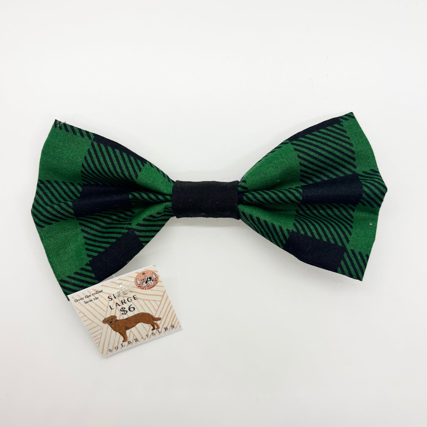 Green & Black Plaid Bow Tie - Large
