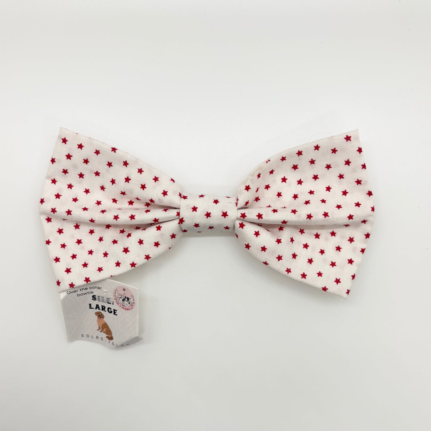 White with Red Stars Bow Tie - Large