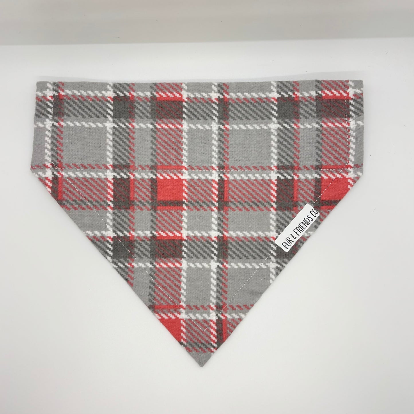 Pink & Grey Plaid - Large Bandana