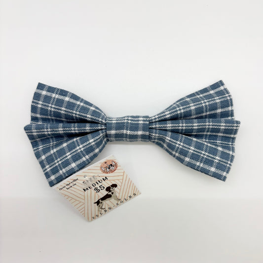 Blue Plaid Bow Tie - Medium