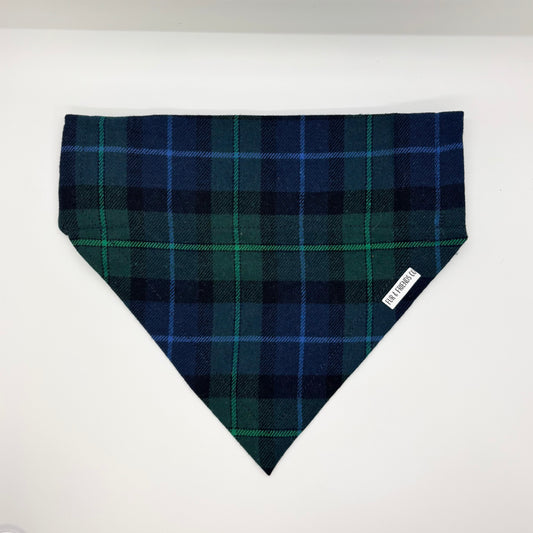Blue & Green Plaid - Large Bandana