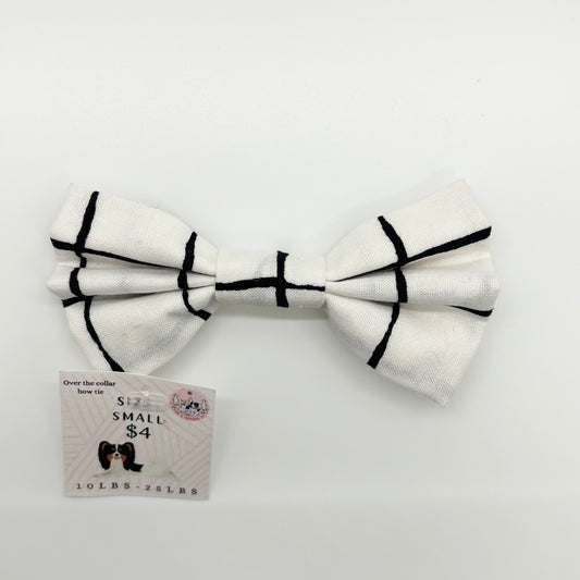Black & White Stripe Bow Tie - Small