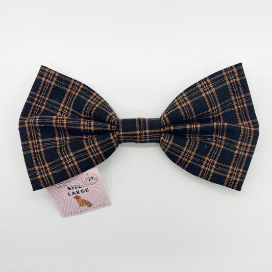 Black & Brown Plaid Bow Tie - Large