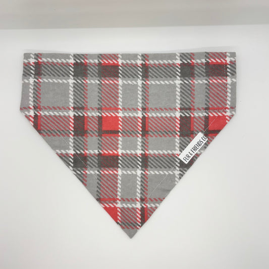 Pink & Grey Plaid - Large Bandana