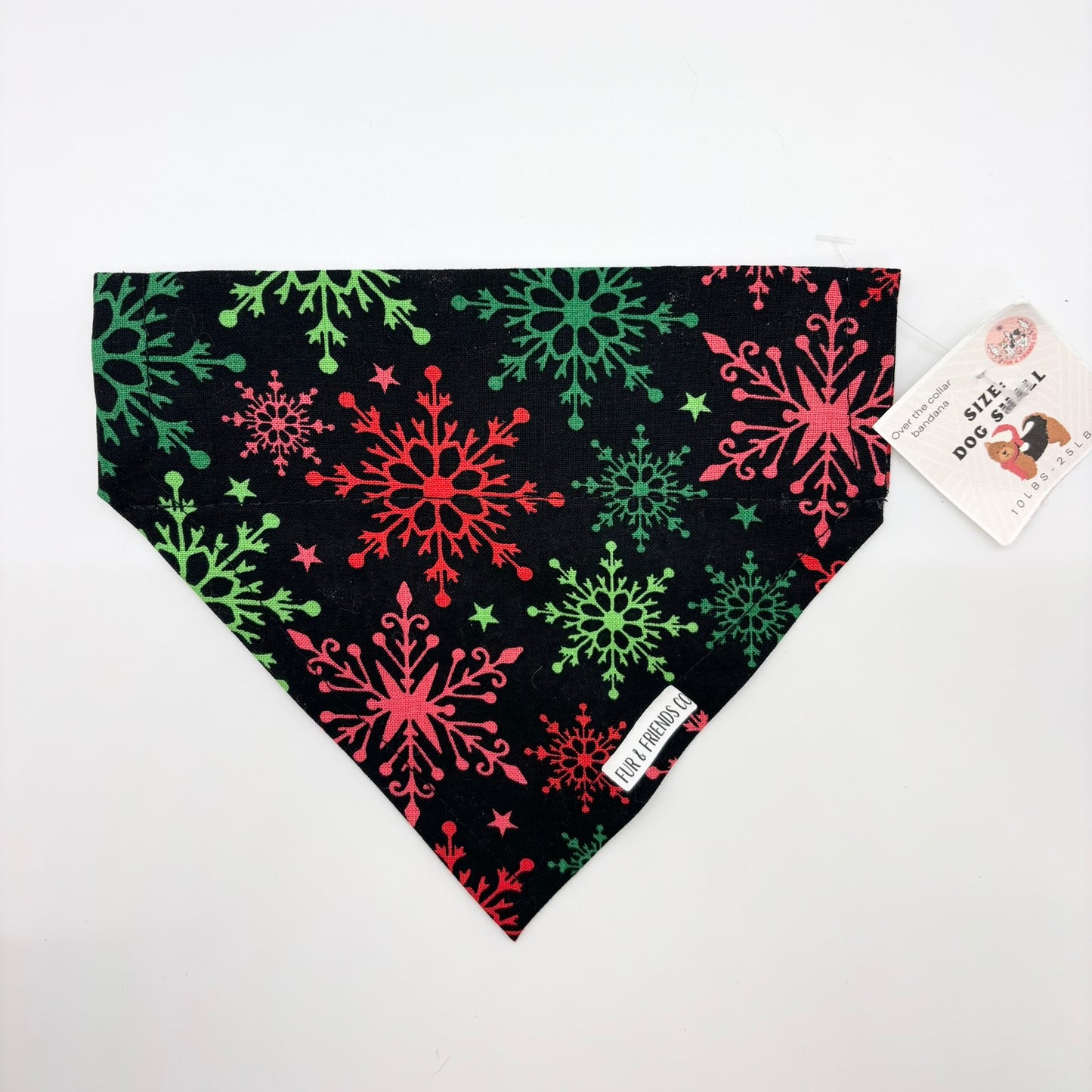 Black with Snowflakes - Small Bandana